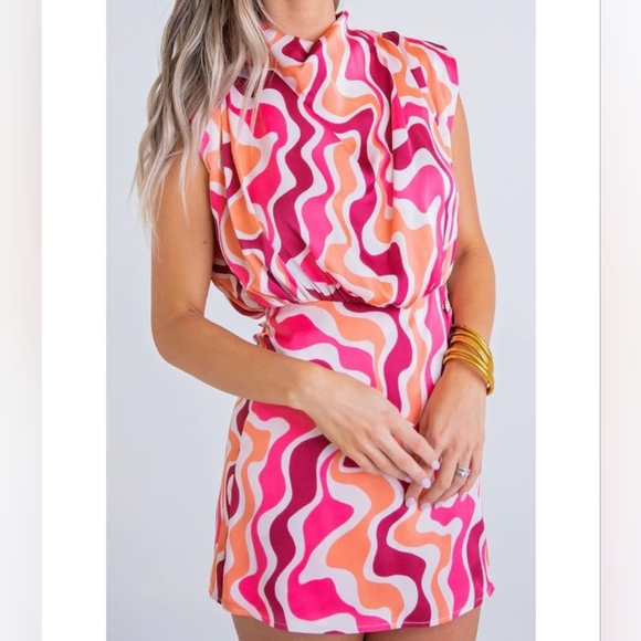 Karlie Swirl Multi Satin Button Romper - Picture 2 of 6